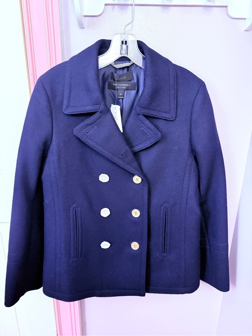 J. Crew Double-Breasted Navy Wool Peacoat